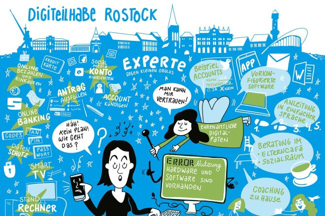 Buntes Schaubild DigiTeilhabe Rostock 