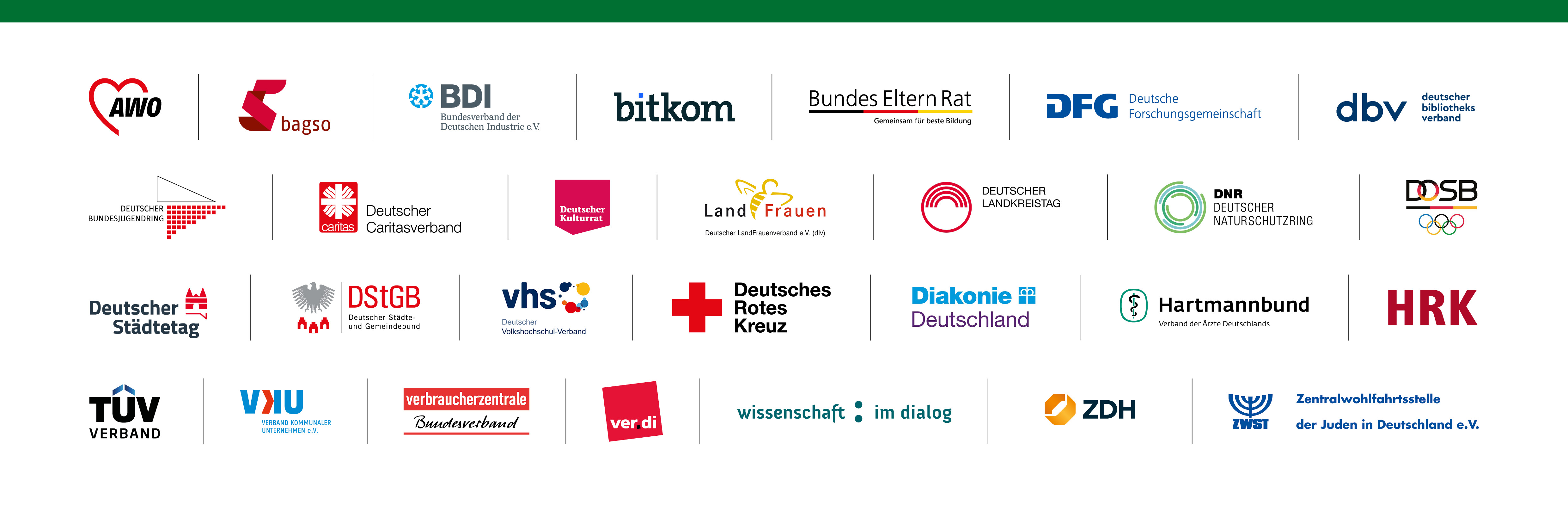 Logoleiste der Partnerorganisationen der Initiative "Digital für alle"